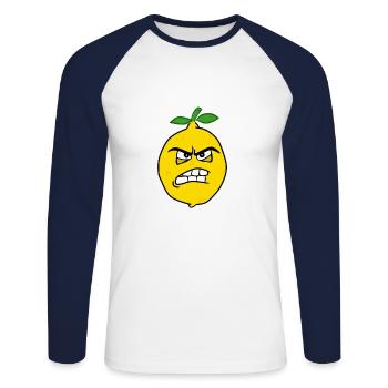 Ich bin sauer Zitrone - Unisex Baseballshirt langarm - Weiß/Navy - Vorne - Nik (191cm)