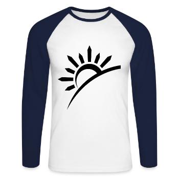 lever du soleil - T-shirt baseball manches longues Homme - blanc/marine - Devant - Nik (191cm)
