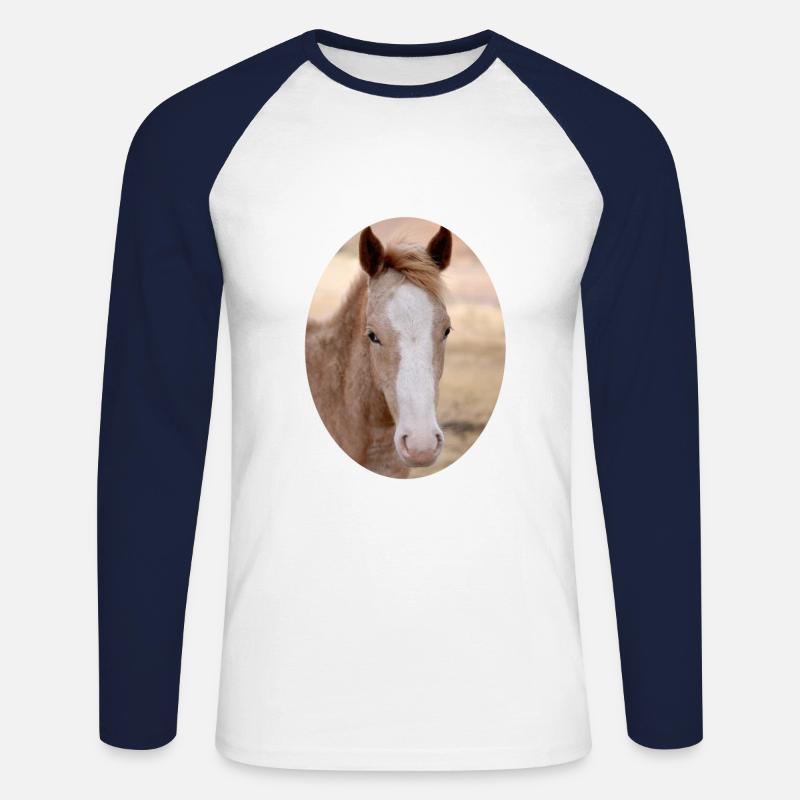 giovane puledro di cavallo - Maglia da baseball a manica lunga da uomo - bianco/navy