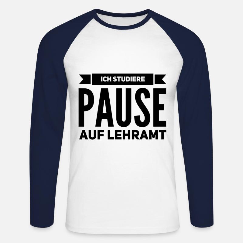 Pause auf Lehramt Geschenk Studium - Unisex Baseballshirt langarm - Weiß/Navy
