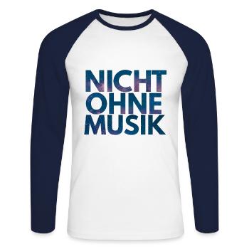 NOT WITH MUSIC - Unisex Long Sleeve Baseball T-Shirt - white/navy - Front - Nik (191cm)