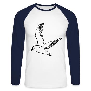 Mouette - T-shirt baseball manches longues Homme - blanc/marine - Devant - Nik (191cm)