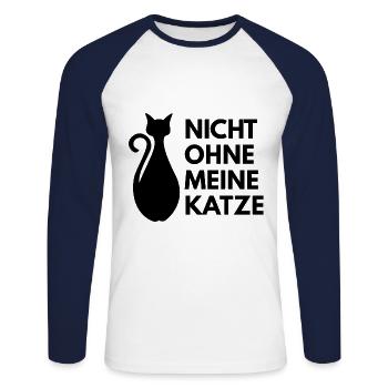 nicht ohne meine Katze - Unisex Baseballshirt langarm - Weiß/Navy - Vorne - Nik (191cm)