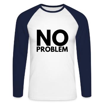 no problem - Unisex Long Sleeve Baseball T-Shirt - white/navy - Front - Nik (191cm)