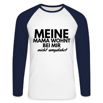Ma mère ne vit pas avec moi - T-shirt baseball manches longues Homme - blanc/marine - Devant - Nik (191cm)