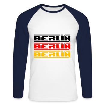 BERLIN BERLIN BERLIN GERMANY FLAG CAPITAL - Unisex Long Sleeve Baseball T-Shirt - white/navy - Front - Nik (191cm)