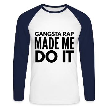 gangsta rap m'a fait le faire - T-shirt baseball manches longues Homme - blanc/marine - Devant - Nik (191cm)