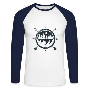 Compass - Unisex Long Sleeve Baseball T-Shirt - white/navy - Front - Nik (191cm)