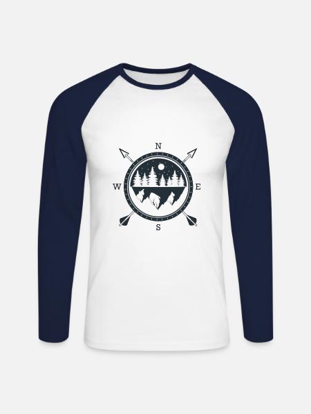 Compass - Unisex Long Sleeve Baseball T-Shirt - white/navy