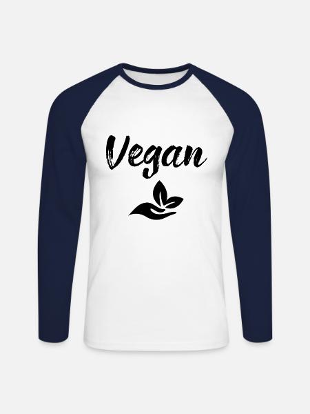 vegan - Unisex Long Sleeve Baseball T-Shirt - white/navy