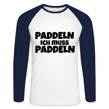 Paddeln ich muss paddeln - Unisex Baseballshirt langarm - Weiß/Navy - Vorne - Nik (191cm)