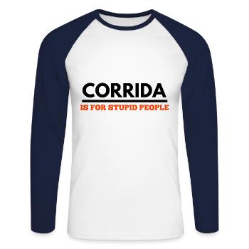 Stop Stierkampf - Unisex Baseballshirt langarm - Weiß/Navy - Vorne - Nik (191cm)