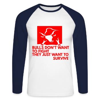 Against bullfighting animal rights activists - Unisex Long Sleeve Baseball T-Shirt - white/navy - Front - Nik (191cm)
