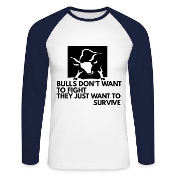 Animal rights activist bullfighting - Unisex Long Sleeve Baseball T-Shirt - white/navy - Front - Nik (191cm)