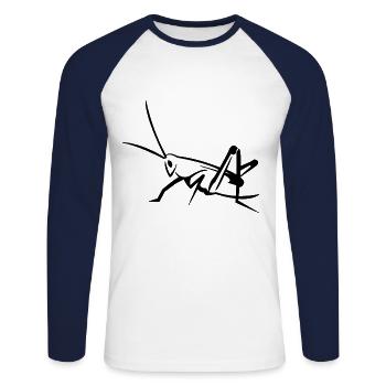 Sauterelles - T-shirt baseball manches longues Homme - blanc/marine - Devant - Nik (191cm)