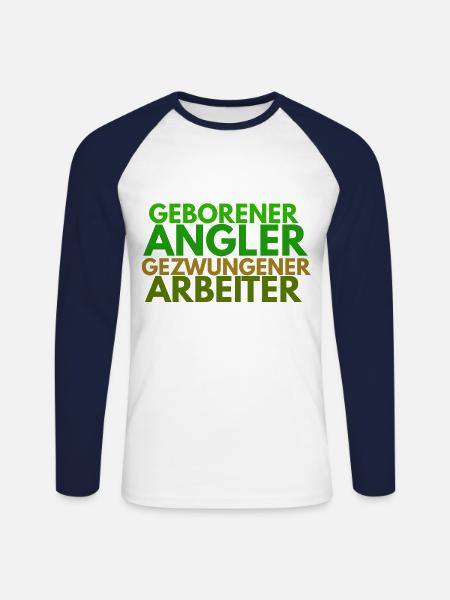 Geborener Angler - Unisex Baseballshirt langarm - Weiß/Navy