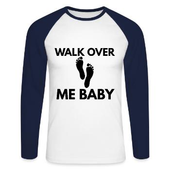 Walk Over Me Baby - Unisex Baseballshirt langarm - Weiß/Navy - Vorne - Nik (191cm)