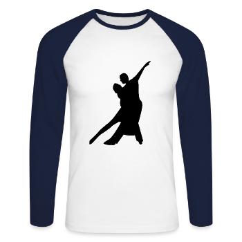 couple - T-shirt baseball manches longues Homme - blanc/marine - Devant - Nik (191cm)