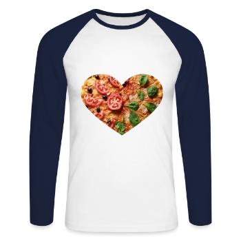 Pizza heart - Unisex Long Sleeve Baseball T-Shirt - white/navy - Front - Nik (191cm)