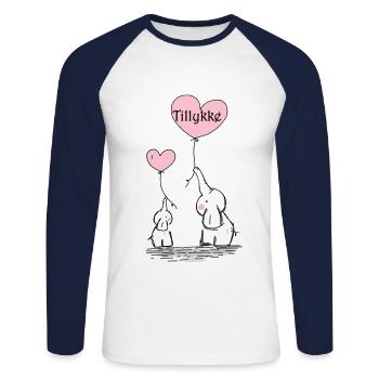 Éléphants avec des félicitations de ballon - T-shirt baseball manches longues Homme - blanc/marine - Devant - Nik (191cm)