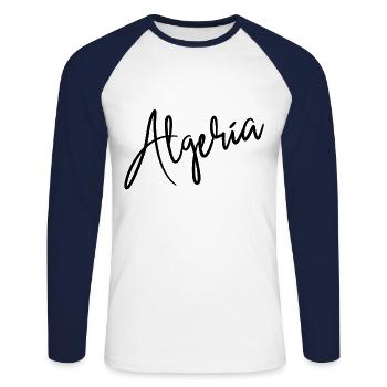 Algerien - Unisex Baseballshirt langarm - Weiß/Navy - Vorne - Nik (191cm)