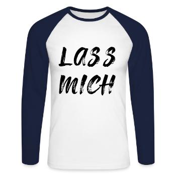 Lass mich - Unisex Baseballshirt langarm - Weiß/Navy - Vorne - Nik (191cm)