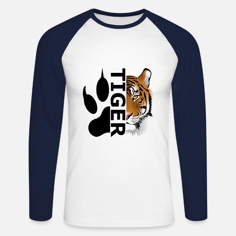 Tiger - Unisex Long Sleeve Baseball T-Shirt - white/navy