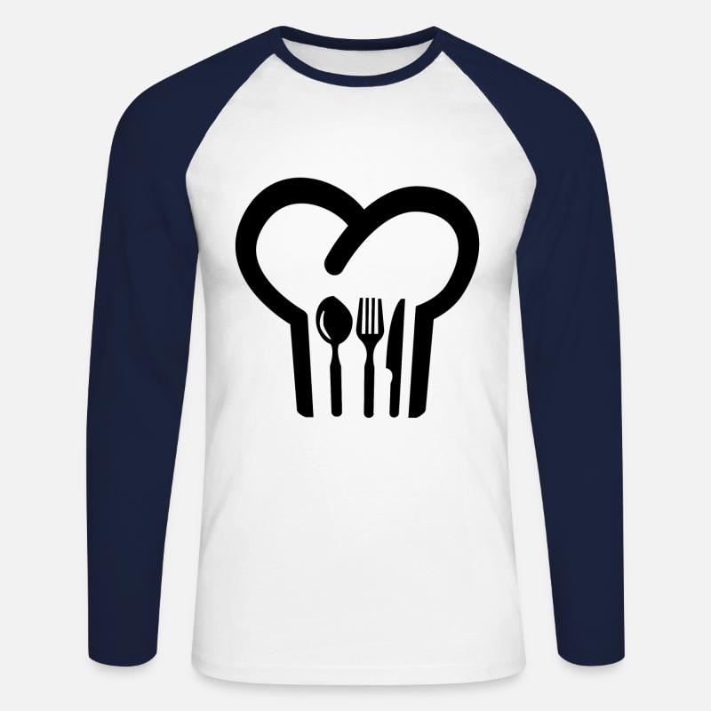 Kochmütze - Unisex Baseballshirt langarm - Weiß/Navy