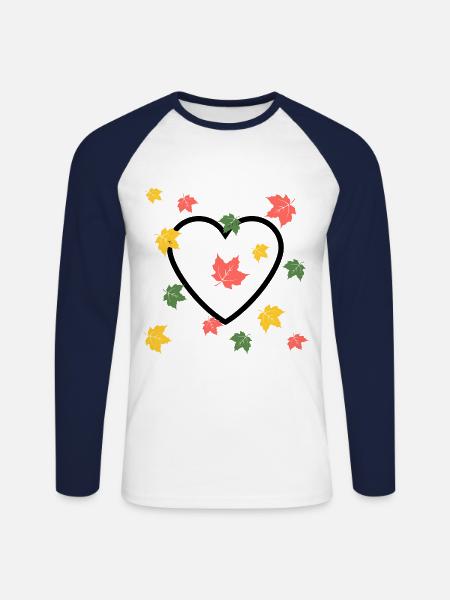 Herbst Liebe - Unisex Baseballshirt langarm - Weiß/Navy