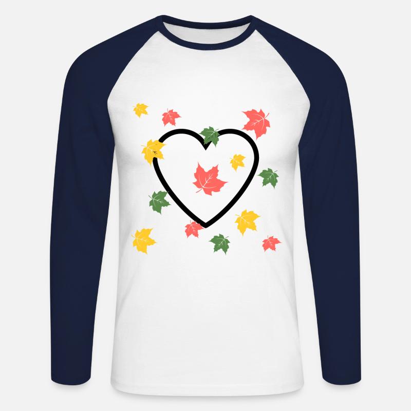 Herbst Liebe - Unisex Baseballshirt langarm - Weiß/Navy