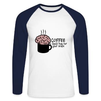 Coffee - Unisex Baseballshirt langarm - Weiß/Navy - Vorne - Nik (191cm)