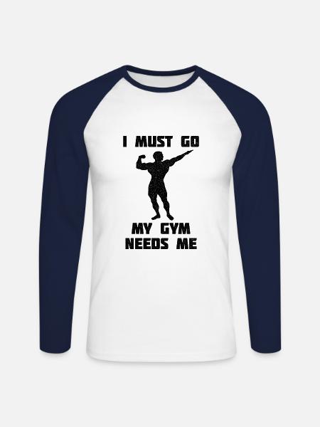 Fitnessstudio Held - Unisex Baseballshirt langarm - Weiß/Navy