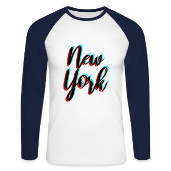 new York - Unisex Long Sleeve Baseball T-Shirt - white/navy - Front - Nik (191cm)