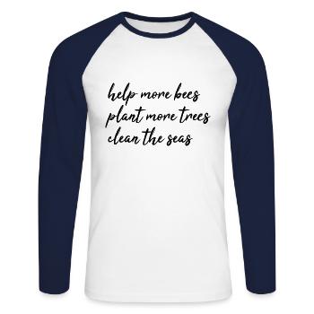 nature conservation - Unisex Long Sleeve Baseball T-Shirt - white/navy - Front - Nik (191cm)