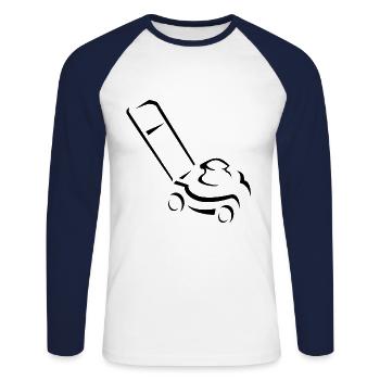 Tondeuses à gazon - T-shirt baseball manches longues Homme - blanc/marine - Devant - Nik (191cm)