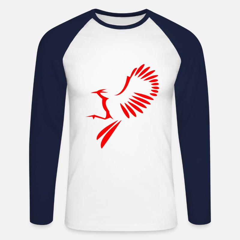 Vogel Abbildung - Unisex Baseballshirt langarm - Weiß/Navy
