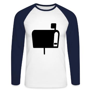 mailbox - Unisex Long Sleeve Baseball T-Shirt - white/navy - Front - Nik (191cm)