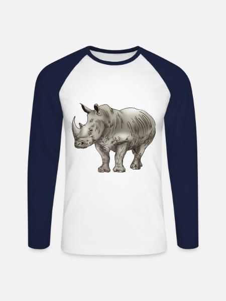 Rhino pachyderm rhino - Unisex Long Sleeve Baseball T-Shirt - white/navy