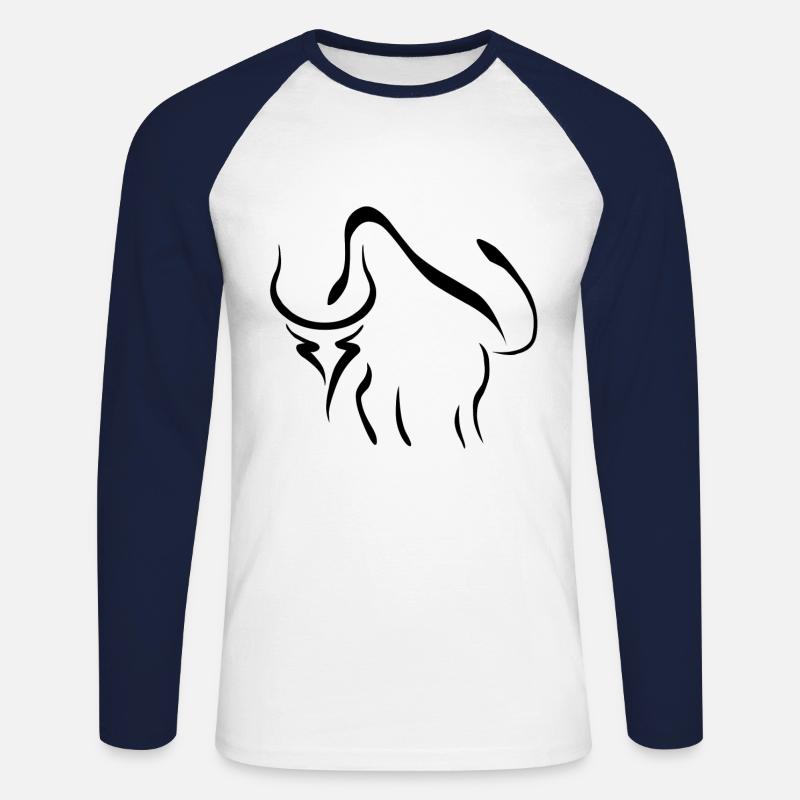 Büffel - Unisex Baseballshirt langarm - Weiß/Navy