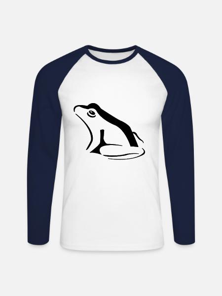 grenouille - T-shirt baseball manches longues Homme - blanc/marine