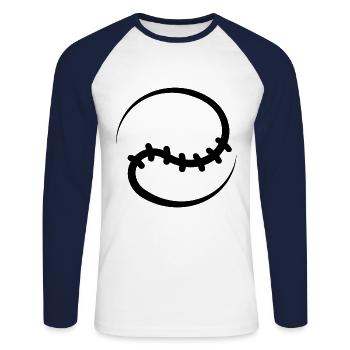 Baseball Ball - Unisex Baseballshirt langarm - Weiß/Navy - Vorne - Nik (191cm)