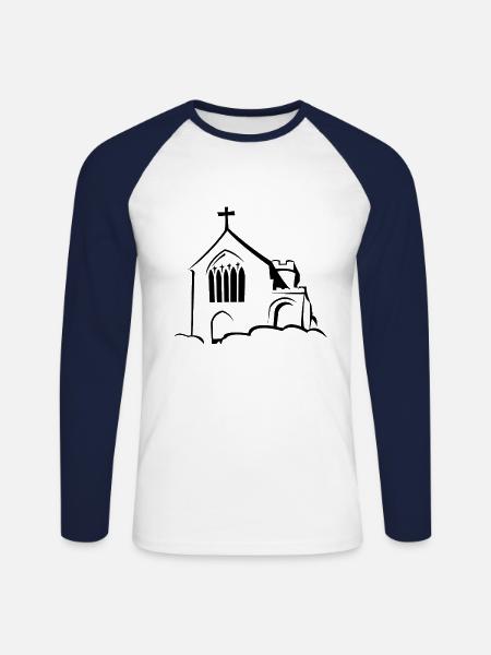 Church on clouds - Unisex Long Sleeve Baseball T-Shirt - white/navy