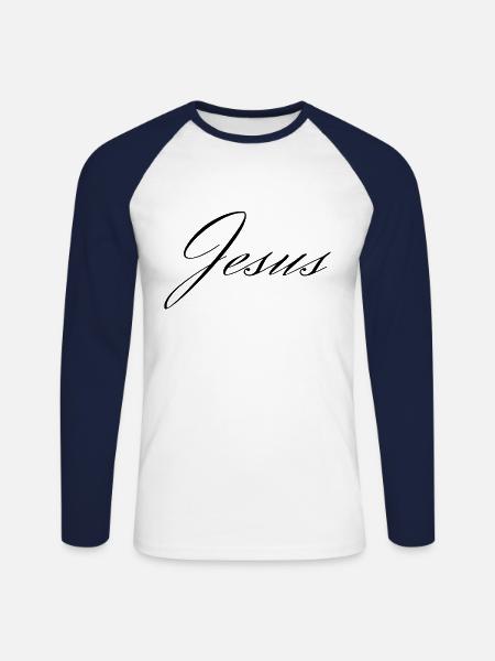Jesus - Unisex Baseballshirt langarm - Weiß/Navy