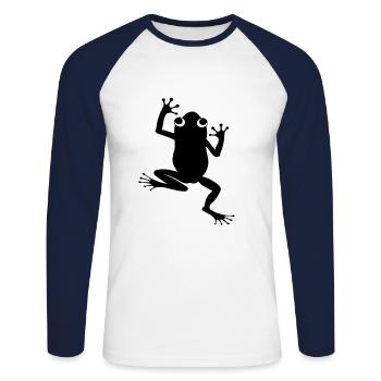 FROG - T-shirt baseball manches longues Homme - blanc/marine - Devant - Nik (191cm)