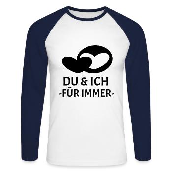 Du & Ich für immer - Unisex Baseballshirt langarm - Weiß/Navy - Vorne - Nik (191cm)
