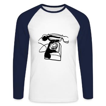 ALTES TELEFON - Unisex Baseballshirt langarm - Weiß/Navy - Vorne - Nik (191cm)