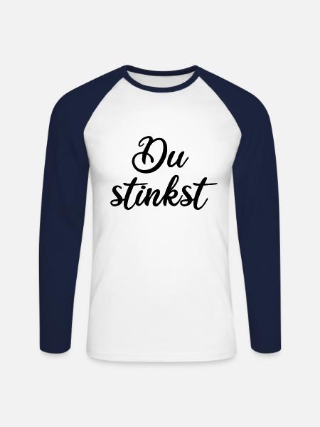 Du stinkst - Unisex Baseballshirt langarm - Weiß/Navy