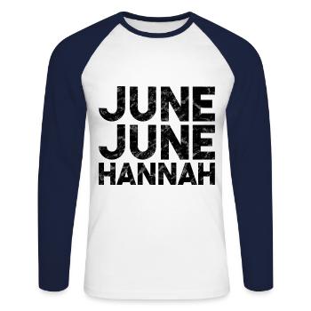 Juni Juni Hannah Shirt Kapitän Sandy Unter Deck Ha - Unisex Baseballshirt langarm - Weiß/Navy - Vorne - Nik (191cm)