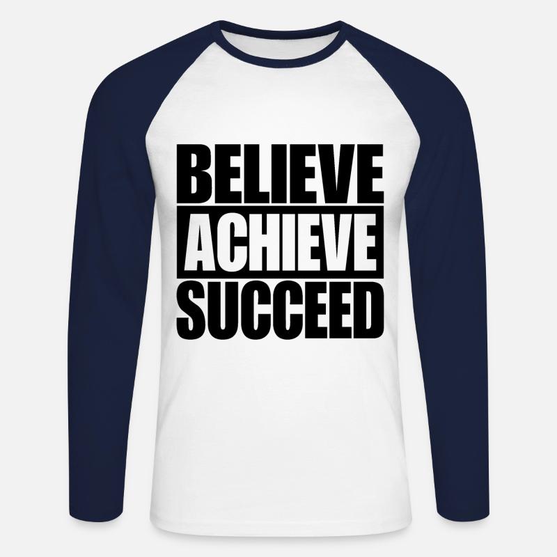 Glauben Sie an Erfolg - Unisex Baseballshirt langarm - Weiß/Navy