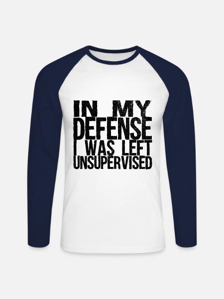 I was unsupervised gift idea - Unisex Long Sleeve Baseball T-Shirt - white/navy